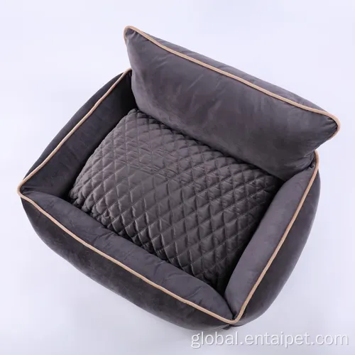 Pet Cozy Raised Eage Bed Pet Rectangular Bolster Dog Bed with Pillow Mattress Manufactory